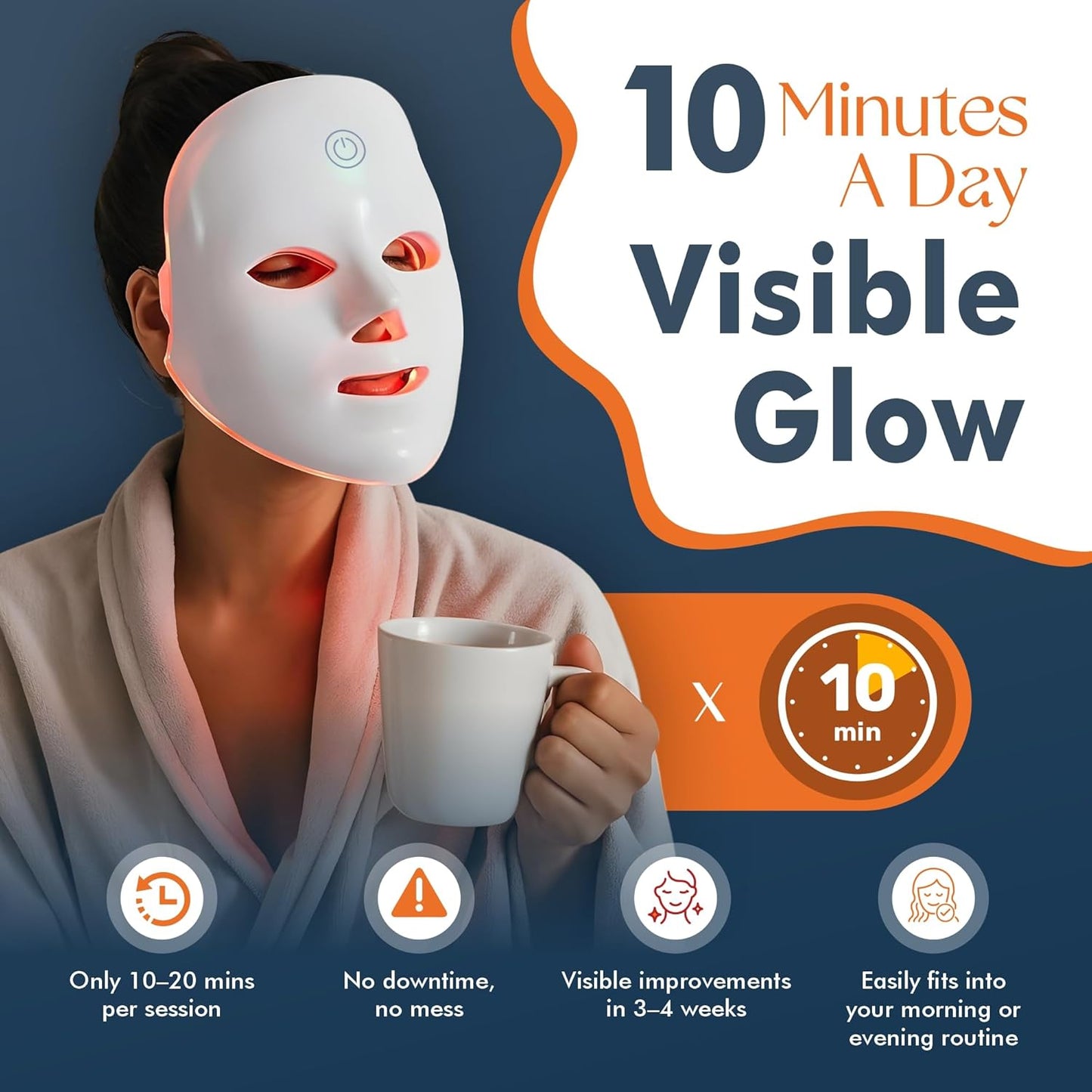 LED Face Mask | Revolutionary Therapy for Radiant & Rejuvenated Skin | Red Light Therapy Mask for Facial Care