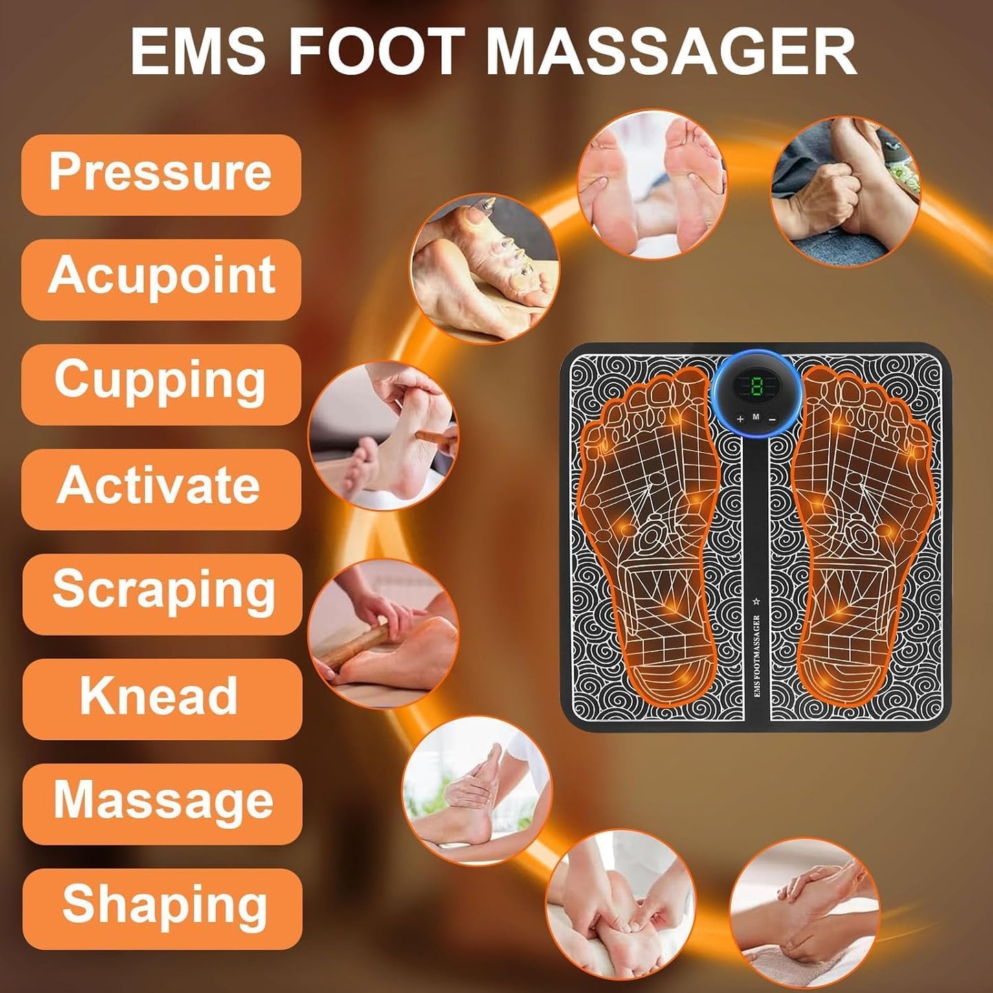 EMS Foot Massager for Pain and Circulation - 6 Modes & 9 Levels