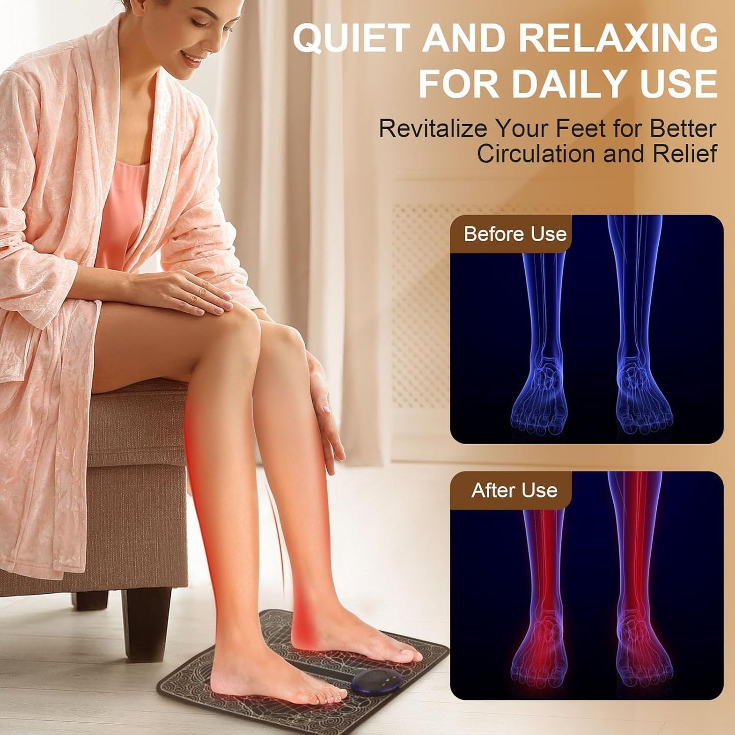 EMS Foot Massager for Pain and Circulation - 6 Modes & 9 Levels